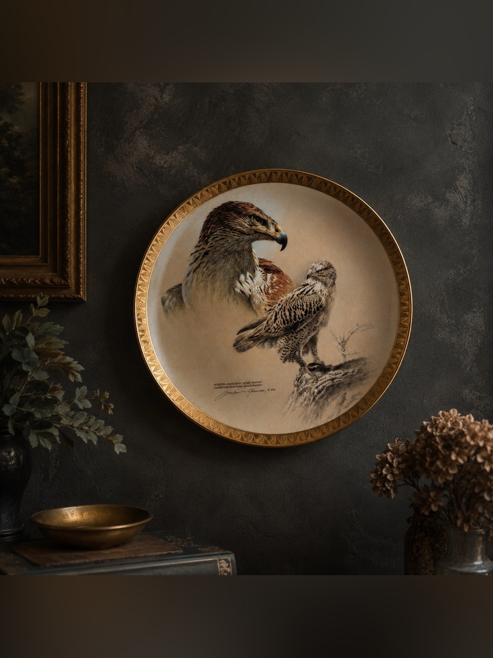 VINTAGE Limited “Ferruginous Hawk” Collector Plate by Michael Dumas •Certificate